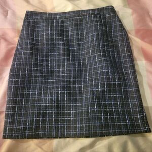 LOFT Black, Blue and White Checkered Pencil Skirt